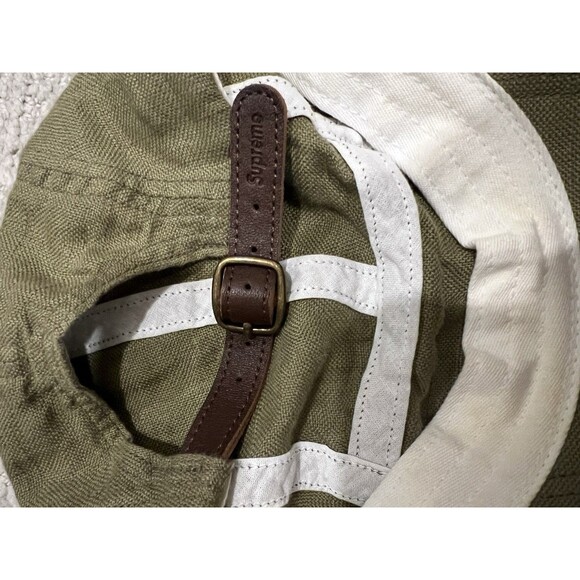 Authentic Rare Supreme Cap Olive Green (OS) Linen 5 Panel Hat camp only one eBay - Picture 7 of 8